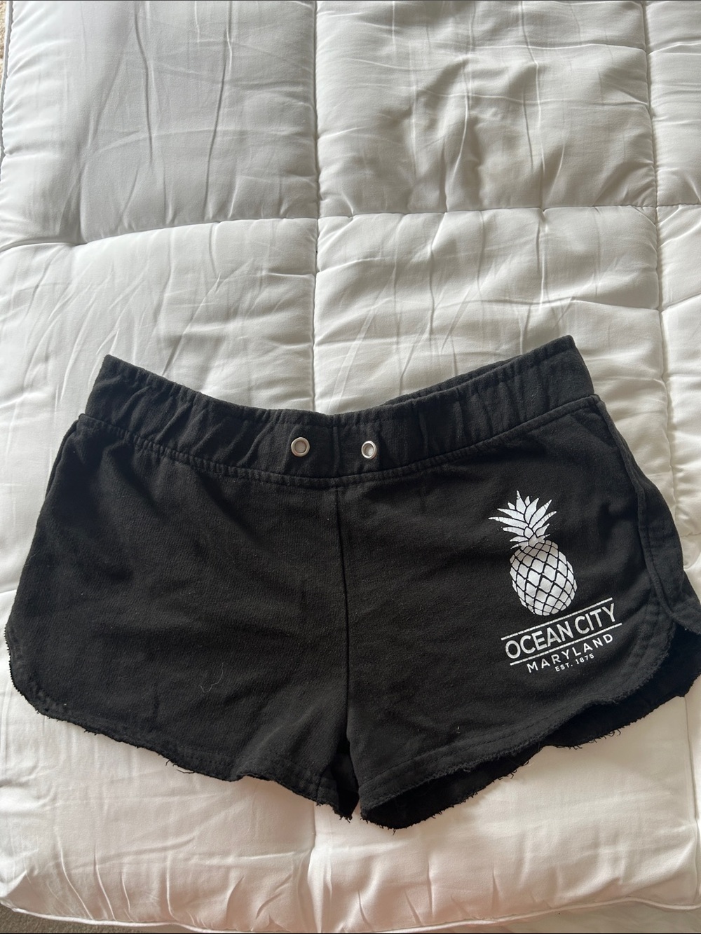 Ocean City Pineapple Large Black Women's Lounge Shorts